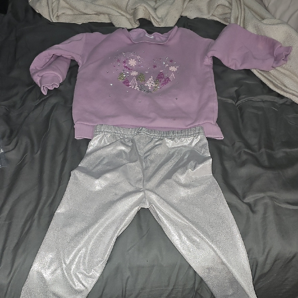 Carter's Purple Sweatshirt and Silver Leggings